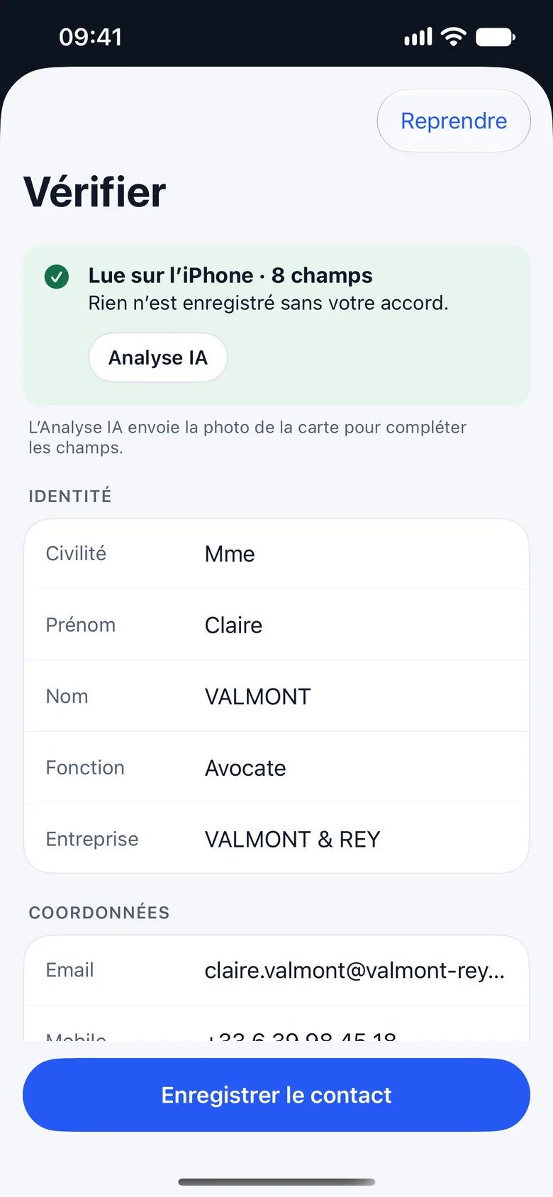 Vérifiez en un geste